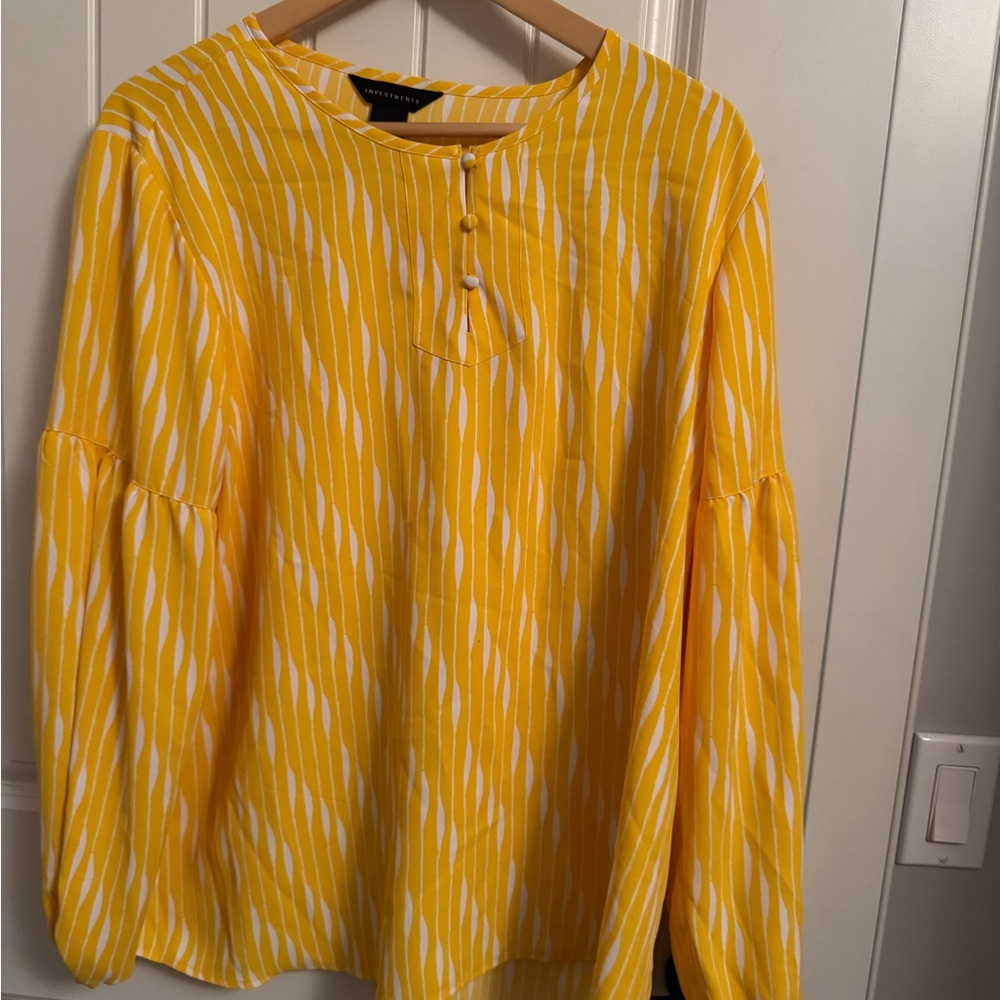 Yellow and White Striped Blouse